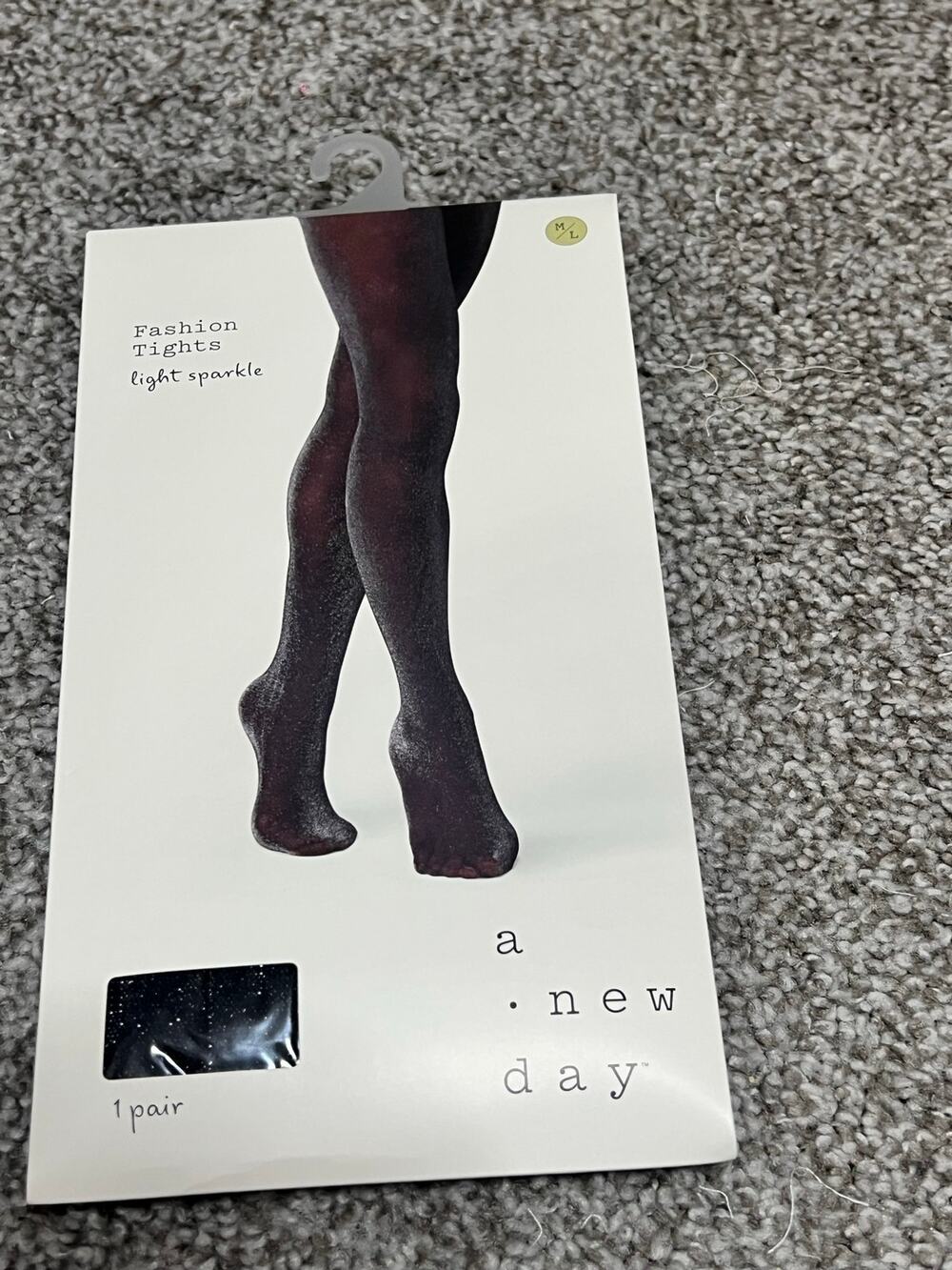 A New Day Women’s Black Light Sparkle Fashion Tights Size M/L Shimmer New